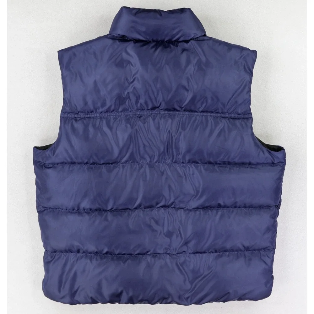 J. CREW Goose Down Puffer Vest Full Zip Snap Front Men's XL Blue Outdoor Winter